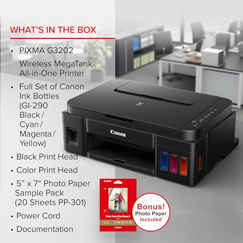 Canon PIXMA G3202 - MegaTank, Wireless All-in-One Printer