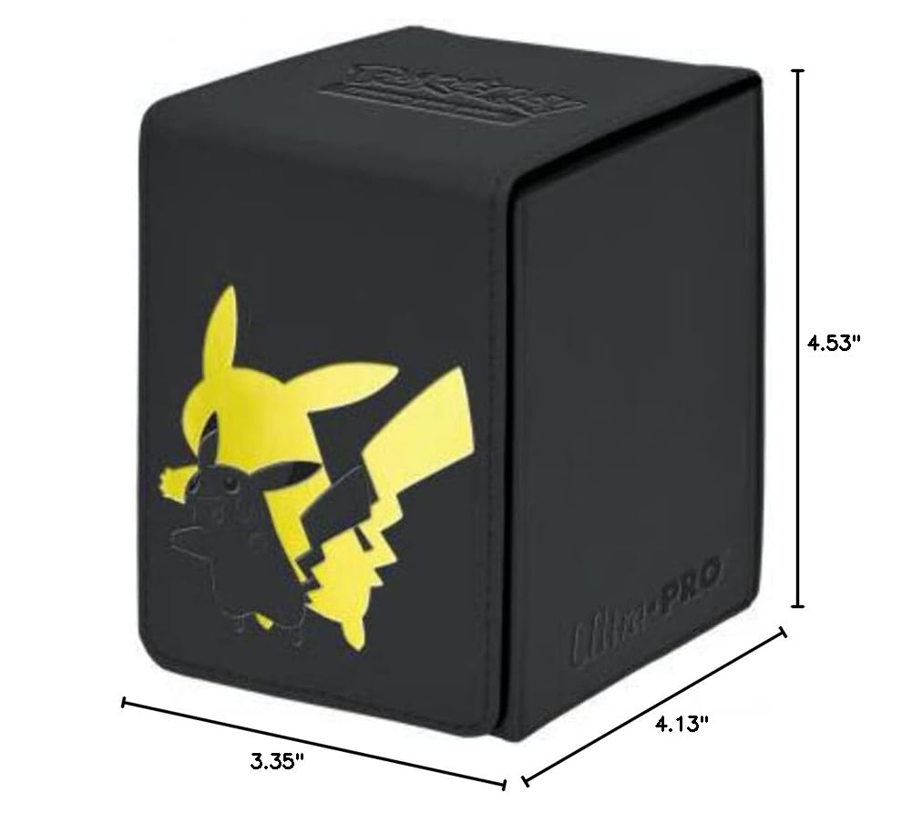 Ultra Pro Elite Series: Pikachu Alcove Flip Deck Box - Premium Leatherette Magic for 100 Double-Sleeved Pokemon Cards & Magic the Gathering - Magnetic Closure & Humor for Trading Card Fans!