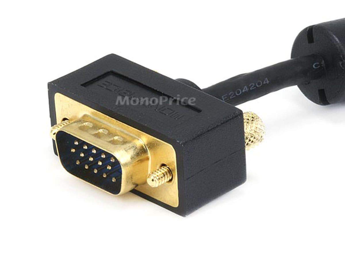 Monoprice 3ft Ultra Slim SVGA Super VGA 30/32AWG M/M Monitor Cable w/ ferrites (Gold Plated Connector)