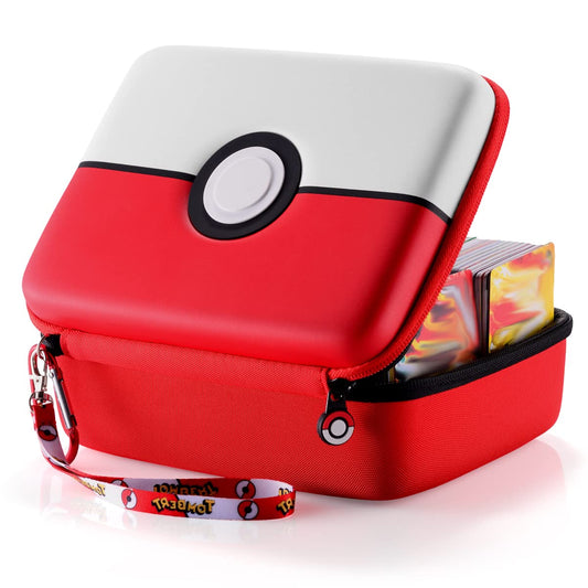 tombert 800+ Carrying case for PTCG Trading Cards, Gifts for Boys, Hard-Shell Storage Box fits PTCG and Magic MTG Cards, Holds 800+ Cards (RED&WHITE-XL)