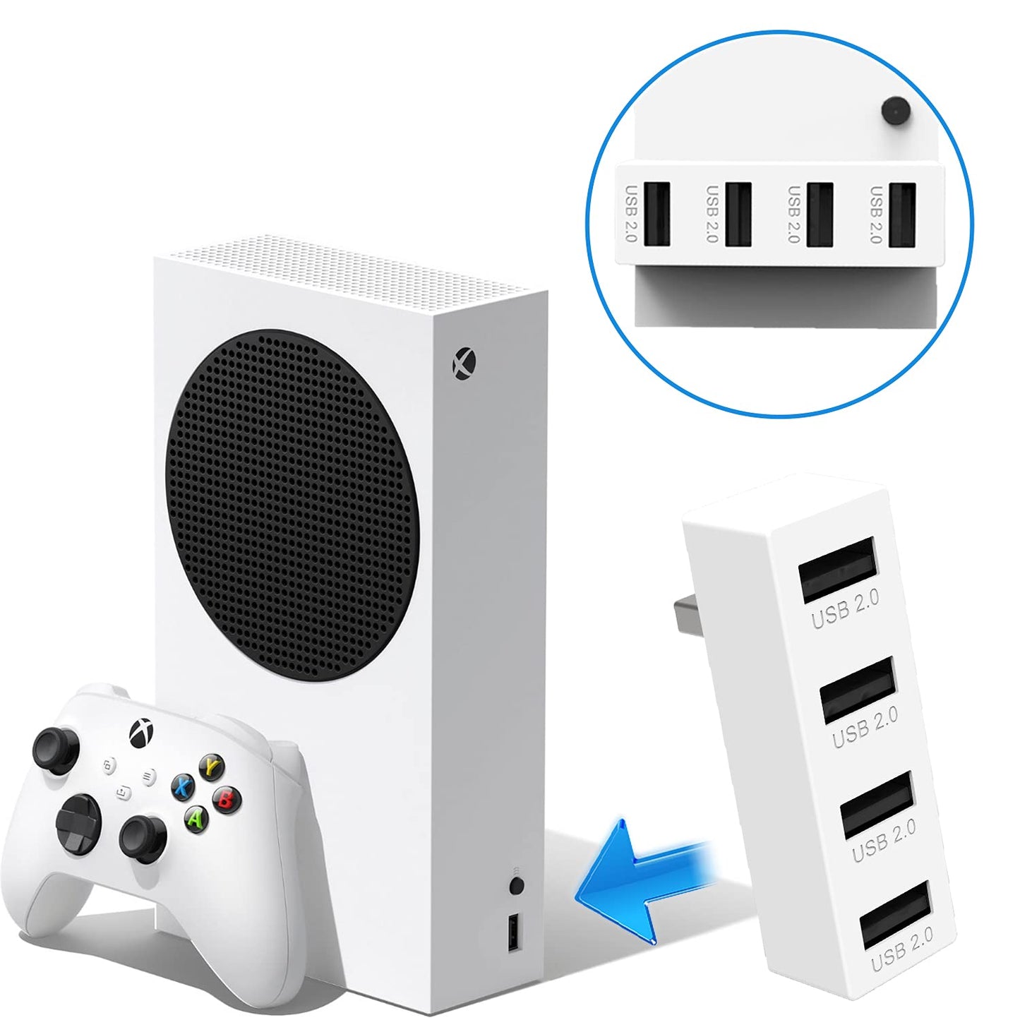 JZW-Shop 4 Ports USB Hub 2.0 for Xbox Series S, High Speed USB Hub Splitter Expansion Adapter Compatible with Xbox Series S Console