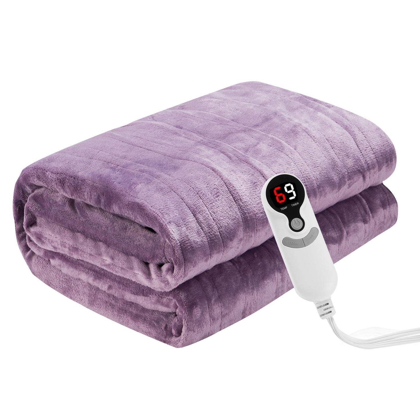 Eydna Electric Heated Blanket Full Size 72"x84", Large Oversized Cozy Soft Flannel Heating Blanket, 6 Heating Levels & 10 Hours Auto Off, Machine Washable, ETL&FCC Certified Home Office Use, Purple