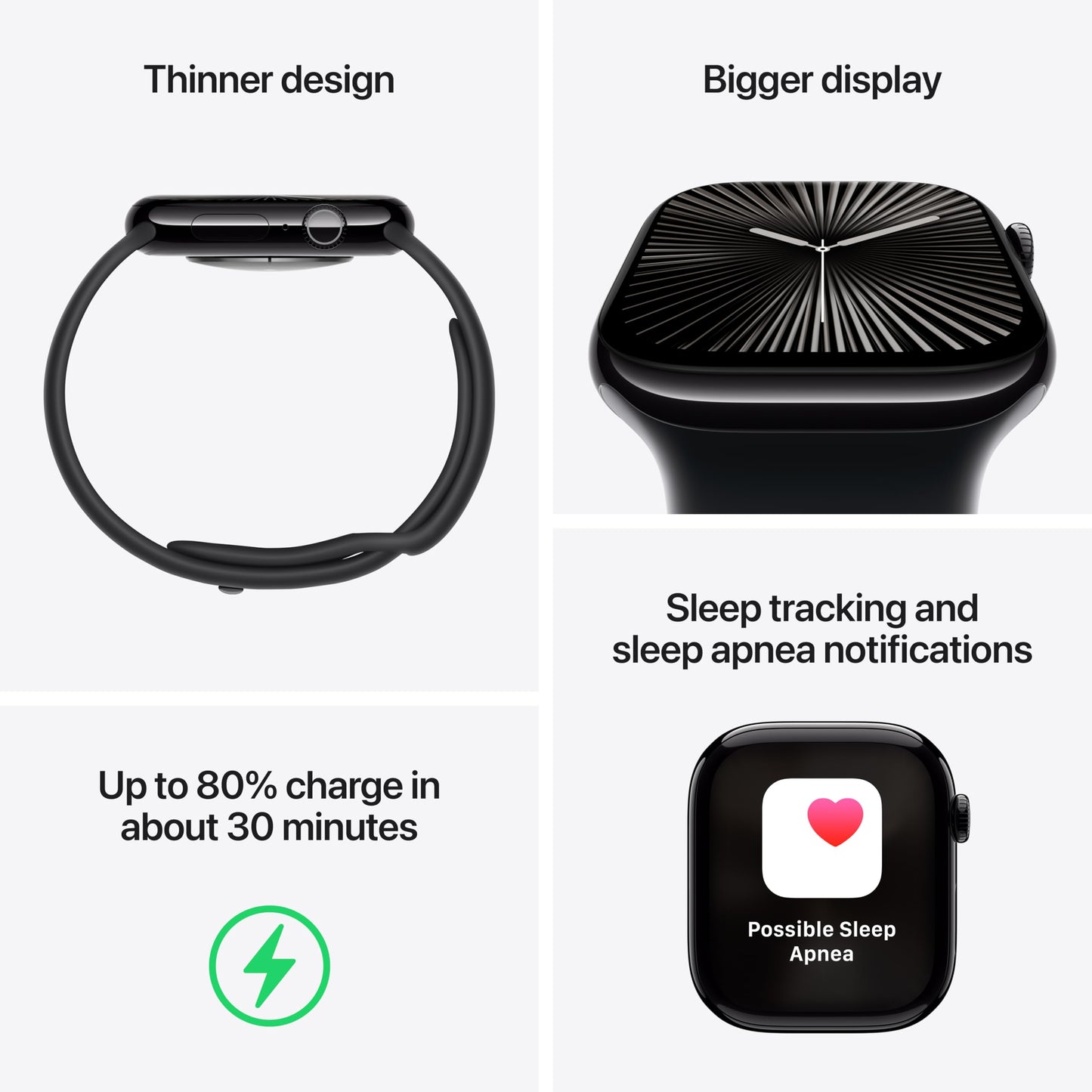 Apple Watch Series 10 [GPS + Cellular 42mm case] Smartwatch with Jet Black Aluminium Case with Black Sport Band - M/L. Fitness Tracker, ECG App, Always-On Retina Display, Water Resistant