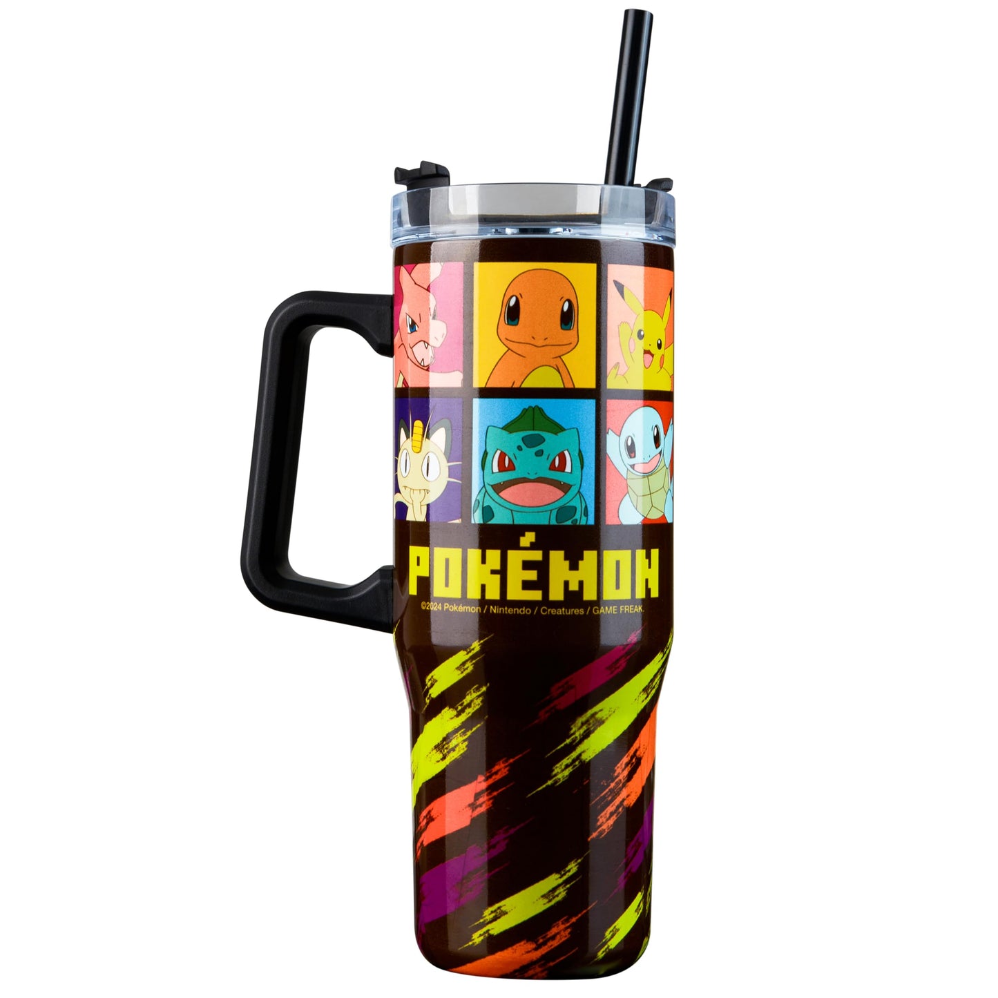 Pokemon Insulated Tumbler with Straw and Handle, Double-Walled 33 oz - Kids Gifts