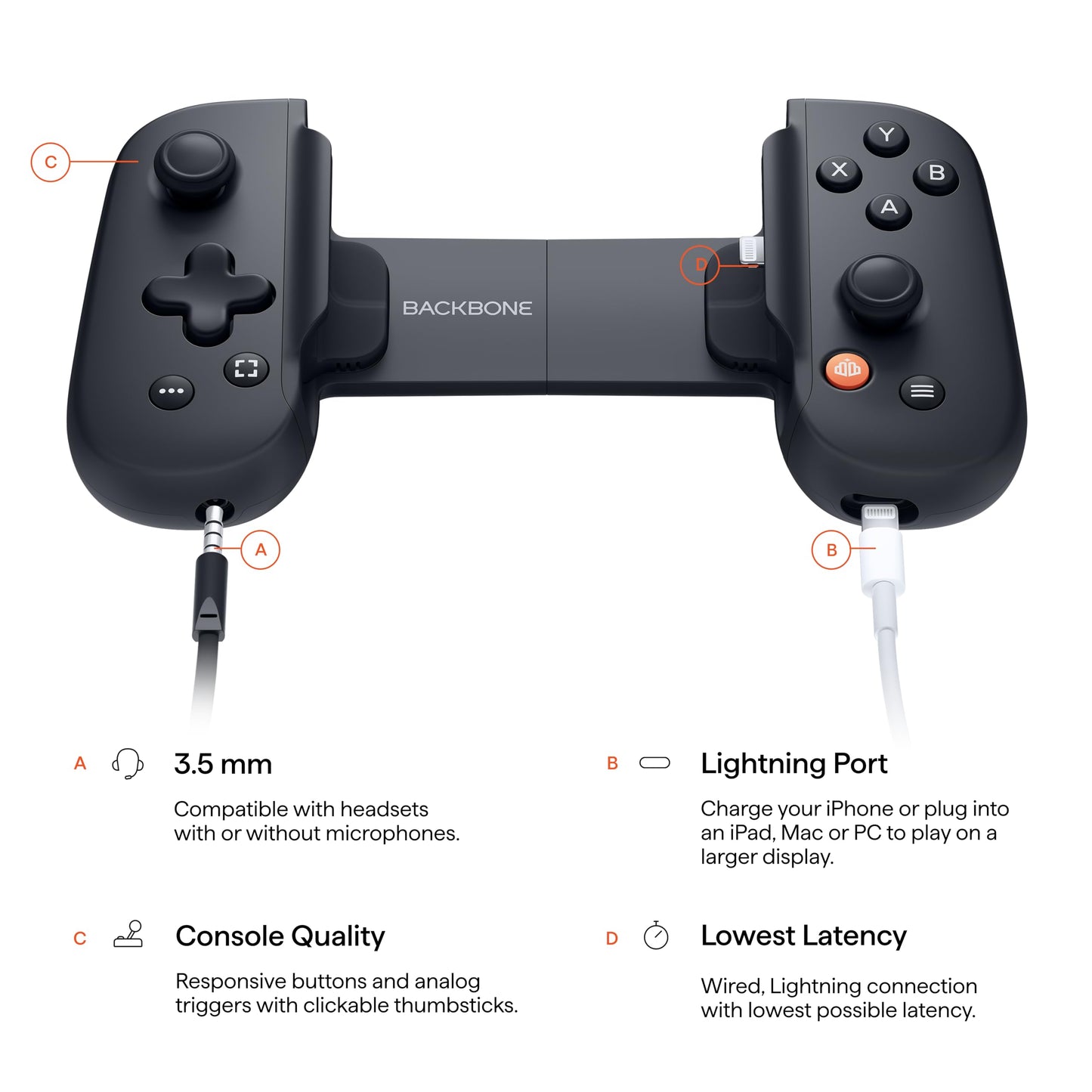 BACKBONE One Mobile Gaming Controller for iPhone (Lightning) - 2nd Gen - Turn Your iPhone into a Gaming Console - Play Xbox, PlayStation, PC, & App Games (3 Months Apple Arcade Included)