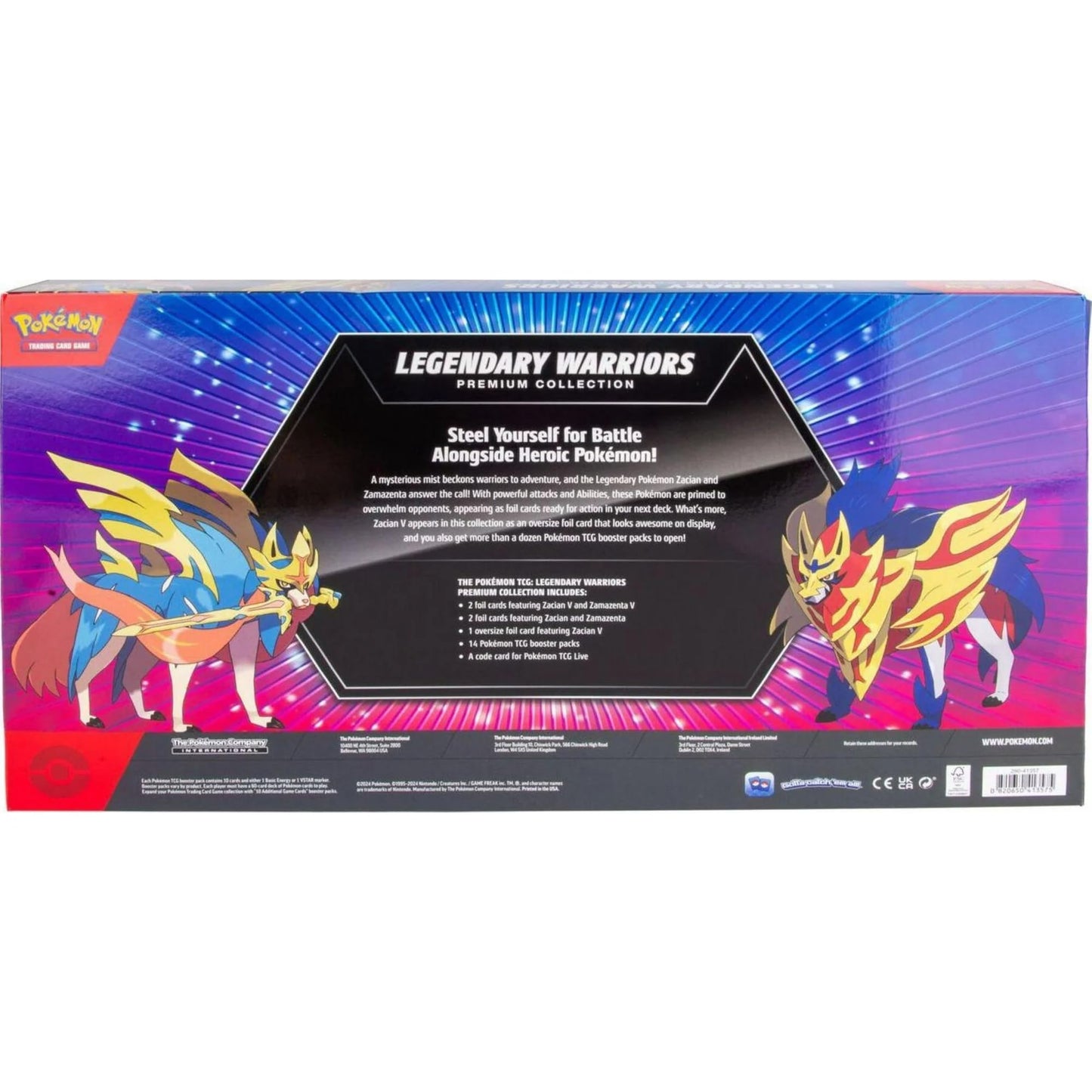 Pokemon TCG: Legendary Warriors Premium Collection Box, Zacian Zamazemta Promos, Gift for Kids, 14 Booster Packs from Sword & Shield