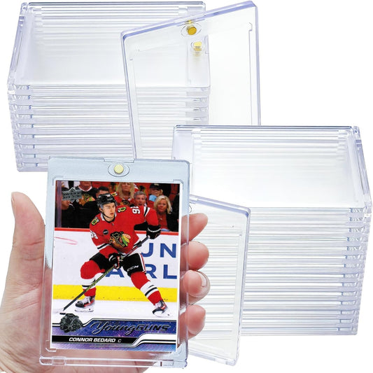 PETIT MANON 50PCS Magnetic Card Holder, 35 PT One Touch Card Holder 2-Piece Design with Gold Magnet, Magnetic Card Holders for Trading Cards, Protectors for Sports Cards Standard Cards Baseball Cards