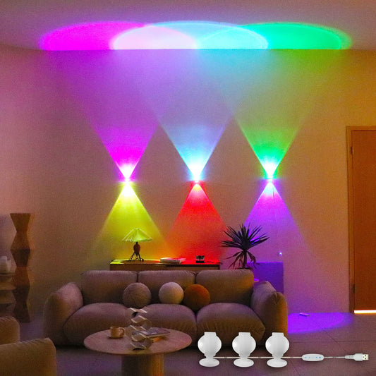 ACNCTOP Novelty Ambient and Mood Lighting 360° Rotating DIY Wall Art Decor RGB Bar LED Wall Light for Bedroom,Living Room,Room,Hallway,Stair,Modern Home Decoration