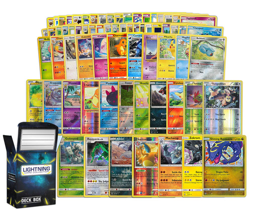 Pokemon TCG: 100 Assorted Card Lot with Foils - Bundle with a LCC Deck Box Included