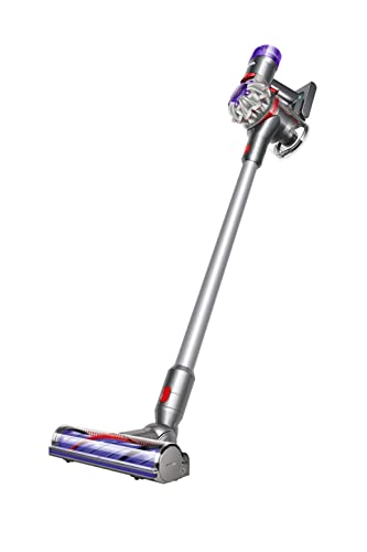 Dyson V7 Allergy HEPA Cordless Stick Vacuum Cleaner: Bagless Ergonomic, Telescopic Handle, Rechargeable, Carpet/Edge Cleaning, Height Adjustable, Battery Operated (Silver) + Sponge Cloth