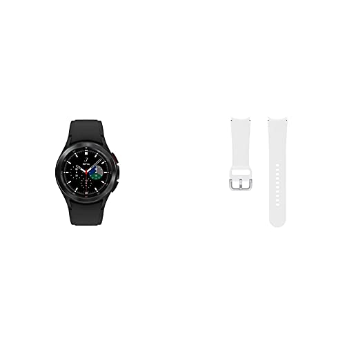 SAMSUNG Galaxy Watch 4 Classic 46mm Smartwatch with ECG Monitor Tracker LTE US Version, Black with Samsung Silicone Watch Band Strap