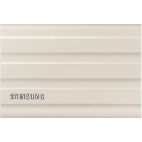 Samsung MU-PE2T0K/AM T7 Shield Portable Solid State Drive 2TB, Beige (2022) Bundle with Lexar 32GB 800x UHS-I SDHC Memory Card and Microfiber Cleaning Cloth