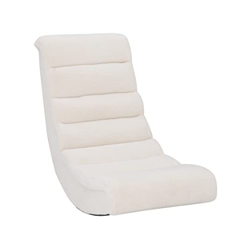 Linon Cream Sherpa Lars Gaming Rocking Chair, 8.25" Seat Height