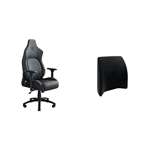 Razer Iskur PC Gaming Chair, Standard, Dark Gray Fabric & Lumbar Cushion, Black