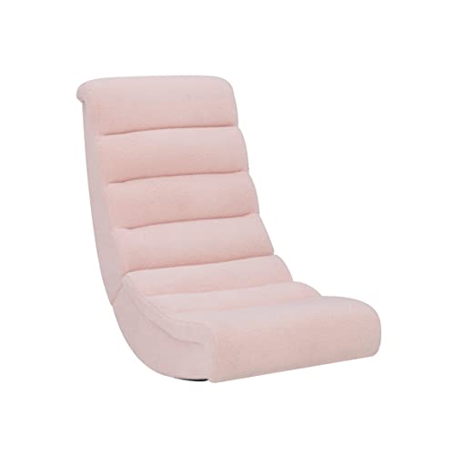 Linon Pink Sherpa Lars Gaming Rocking Chair, 8.25" Seat Height