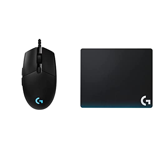 Logitech G PRO Hero Wired Gaming Mouse - Black & 40 Hard Gaming Mouse Pad for High DPI Gaming - Black