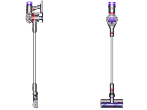 Dyson V7 Allergy HEPA Cordless Stick Vacuum Cleaner: Bagless Ergonomic, Telescopic Handle, Rechargeable, Carpet/Edge Cleaning, Height Adjustable, Battery Operated (Silver) + Sponge Cloth