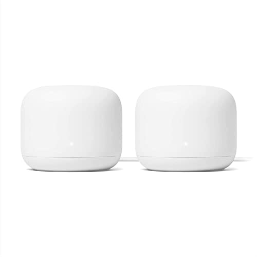 Google Nest Wifi Router 2 Pack (2nd Generation)  4x4 AC2200 Mesh Wi-Fi Routers with 4400 Sq Ft Coverage (Renewed)
