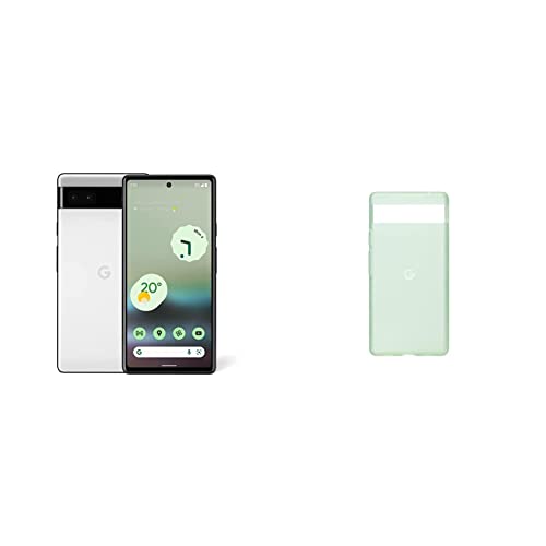 Google Pixel 6a Phone - Chalk with Google Pixel 6a Case - Seafoam