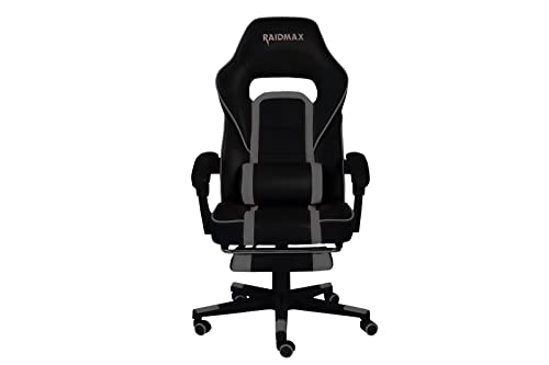 Raidmax Advanced DK701 Series Computer-Gaming-Chairs, XL Size Gaming Chair with Padded Arm Rest and Foldable Foot Rest, Heavy Duty 350mm Base with 60mm casters, PU Leather with Moulden Foam