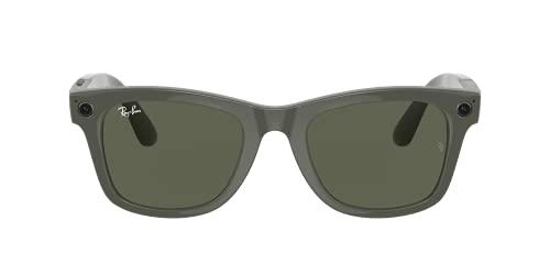 Ray-Ban unisex adult Ray-ban Stories|wayfarer Square Glasses Smart Glasses, Wayfarer - Shiny Olive/Transitions G-15 Green, 53 mm US