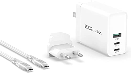 EZQuest UtimatePower 120W GaN USB-C PD Wall Charger with 2 USB-C 1 USB-A 1 USB-C Cable 2.2 Meter and EU Converter