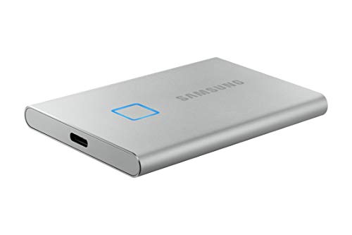 SAMSUNG T7 Touch Portable SSD 1TB - Up to 1050MB/s - USB 3.2 External Solid State Drive, Silver (MU-PC1T0S/WW)