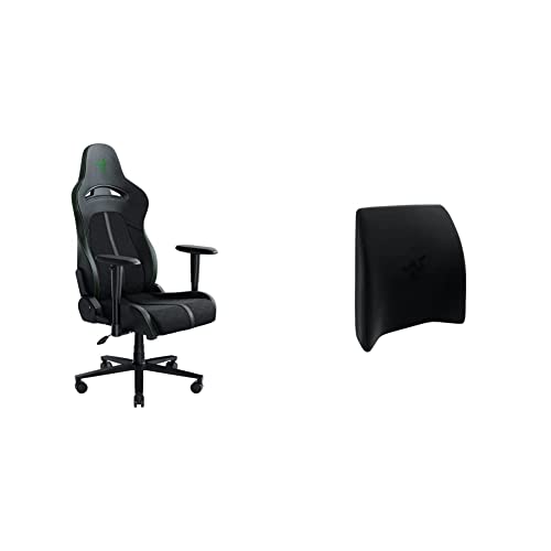 Razer Enki X PC Gaming Chair, Standard, Black/Green & Lumbar Cushion, Black