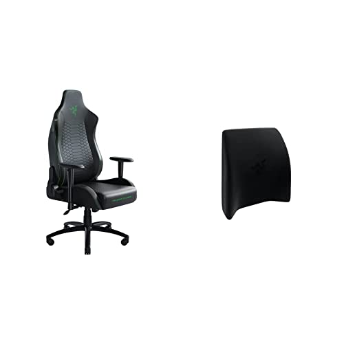 Razer Iskur X XL Gaming Chair: Ergonomically - Black/Green & Lumbar Cushion, Black