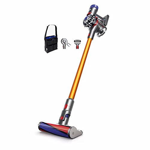 Dyson V8 Absolute Cordless Stick Vacuum Cleaner: Bagless, HEPA Filter, Telescopic Handle, Rotating Brushes, Battery Operated, Portable, Up to 40 Min Runtime, Yellow + Clean & Carry Kit
