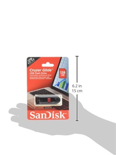 Sandisk Cruzer Glide USB Flash Drive, 128 GB, Black/Red (SDCZ60-128G-A46)