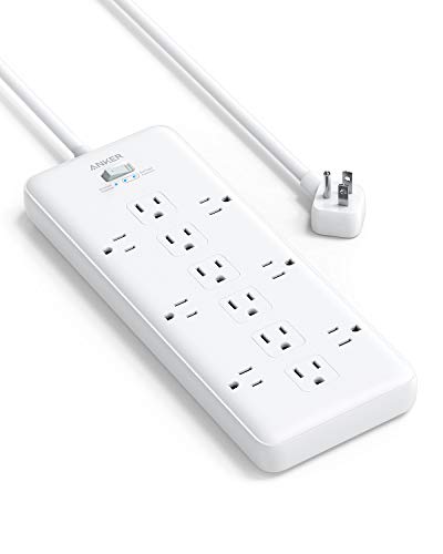 Anker Power Strip Surge Protector, 12 Outlets, 10 ft Extension Cord, 1875W Output for Computer,Desktop Accessory, Laptop & Phone,Multiple Charging Station for Home, Office (2×4000 Joules),UL Listed