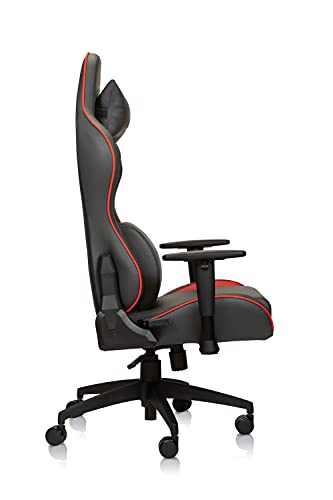 Luxe Racer Turbo Gaming Chair and Desk Chair- Grey Body with Grey seat Side Panels and Red welt Cord