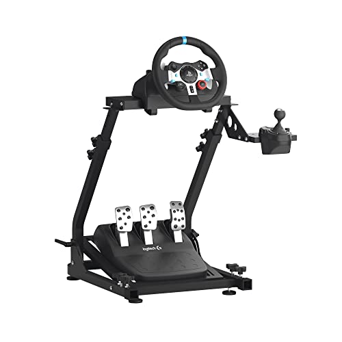 GT Omega Racing Wheel Stand for Logitech G920 G29 G923 Driving Force Gaming Steering Wheel, Pedals & Gear Shifter Mount V1, PS4, Xbox, Ferrari, PC - Foldable, Tilt-Adjustable