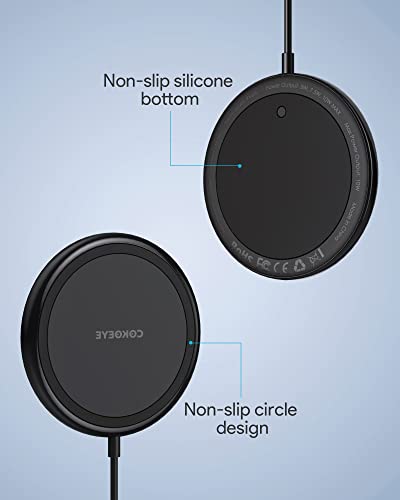 Wireless Charger, 15W Qi-Certified Max Fast Wireless Charging Pad 2-Pack Compatible with iPhone 13/13 Pro/13 Mini/13 ProMax/12/SE/11, Samsung Galaxy S21/S20/Note 10/Edge Note 20Ultra/S10, AirPods Pro