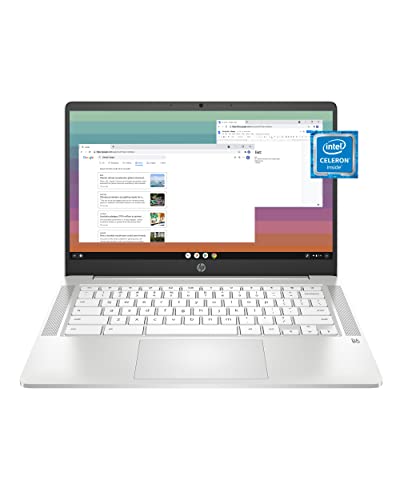 HP Chromebook 14" Laptop, Intel Celeron N4120 Processor, Intel UHD 600 Graphics, 4 GB RAM, 64 GB SSD, Chrome OS (14a-na0240nr, Ceramic White)