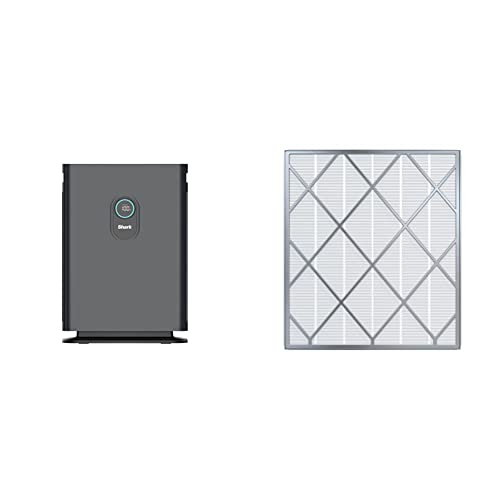 Shark HE402AMZ Air Purifier 4 True HEPA with Microban Protection, up to 1000 Sq. Ft., 4 Fan, Grey & HE400 Anti-Allergen Hepa, with Advanced Odor Lock, Air Purifier 4 (HE401 & HE402), Grey, White