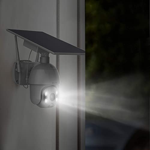 Home Security Camera Outdoor, Wireless WiFi Pan Tilt 360° View Spotlight Rechargeable Solar Battery Powered System with Motion Detection, Color Night Vision,2-Way Talk,Cloud/SD Slot-SOLIOM