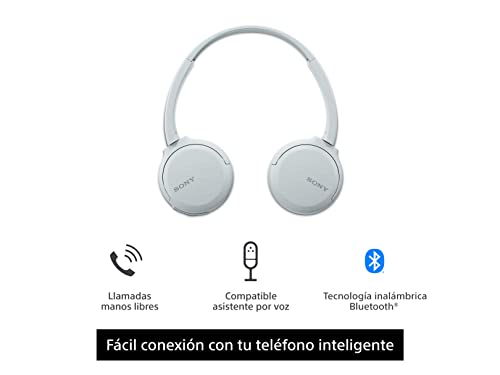 Sony Wireless Headphones WH-CH510: Wireless Bluetooth On-Ear Headset with Mic for Phone-Call, White (Amazon Exclusive)