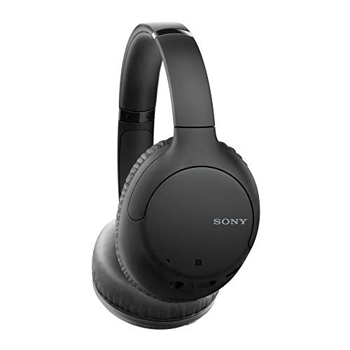 Sony WHCH710N Wireless Bluetooth Noise-Canceling Over-The-Ear Stereo Headphones (Black) Bundle with Protective Headphone Case and Headphone Stand - Dual Microphone, 35 Hours of Playtime - (3 Items)