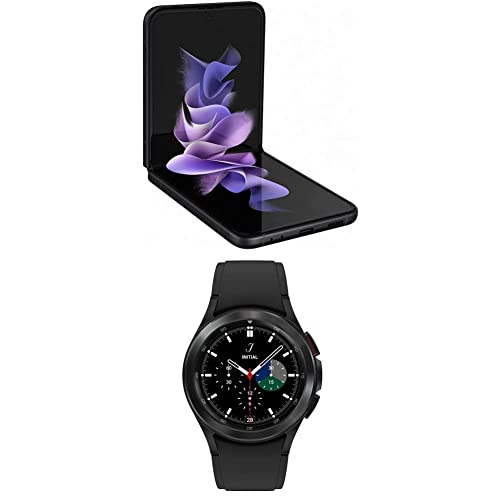 Samsung Galaxy Z Flip 3 5G Factory Unlocked, Phantom Black with Samsung Galaxy Watch 4 Classic 46mm