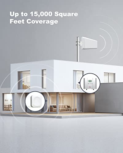 HiBoost Cell Phone Signal Booster, up to 15,000 sq ft, Cell Phone Booster for Home and Office, Metal Material, Boost 5G /4G LTE Signal for Verizon AT&T and All US Carriers, FCC Approved
