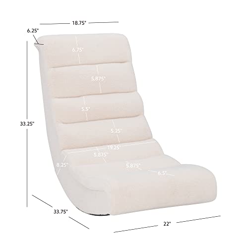 Linon Cream Sherpa Lars Gaming Rocking Chair, 8.25" Seat Height