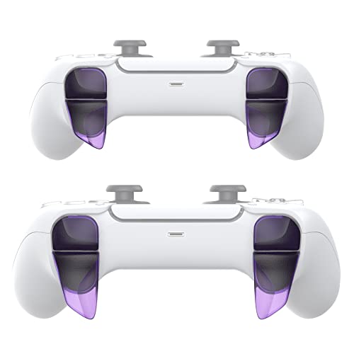 PlayVital Blade 2 Pairs Shoulder Buttons Extension Triggers for ps5 Controller, Game Improvement Adjusters for ps5 Controller, Bumper Trigger Extenders for ps5 Controller - Clear Atomic Purple