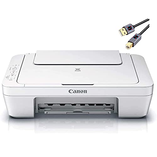 Canon PIXMA 2522 Series All-in-One Color Inkjet Printer I Print Copy Scan I 60 Sheets Paper Tray I Print Up to 8.0 ipm I Up to 4800 x 600 DPI Resolution + Printer Cable