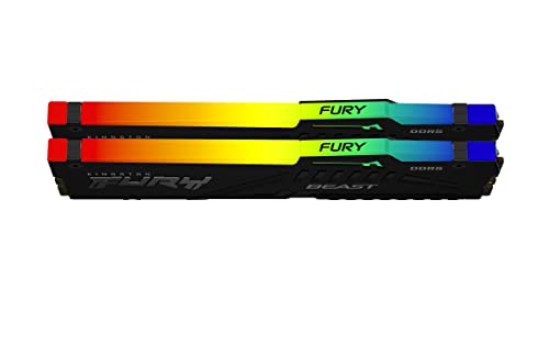 Kingston Technology Fury Beast RGB 16GB 5600MT/s DDR5 CL40 DIMM Desktop Memory (Kit of 2) | Intel XMP 3.0 | Infrared Sync Technology | Overclocking Stability | KF556C40BBAK2-16