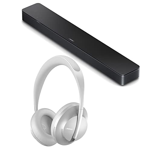 Bose Smart Soundbar 300, Black Headphones 700 Noise Cancelling Bluetooth Headphones, Luxe Silver