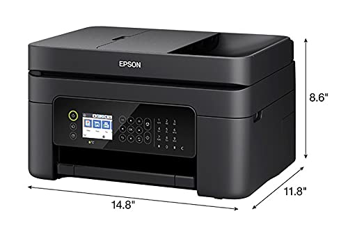 Epson Workforce WF-2850 All-in-One Wireless Color Inkjet Printer, Black - Print Scan Copy Fax - 10 ppm, 5760 x 1440 dpi, Auto 2-Sided Printing, 30-Sheet ADF, Voice-Activated, Vertluna Printer_Cable