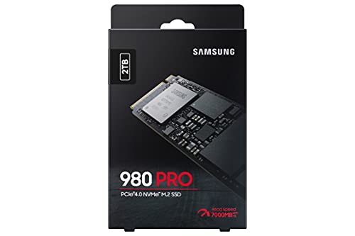 SAMSUNG 980 PRO SSD 2TB PCIe NVMe Gen 4 Gaming M.2 Internal Solid State Hard Drive Memory Card, Maximum Speed, Thermal Control, MZ-V8P2T0B
