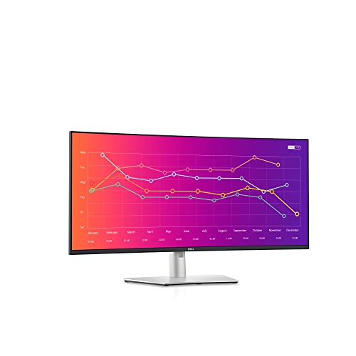 Dell U3821DW UltraSharp Curved USB-C Hub Monitor - 37.52-inch WQHD (3840 x 1600) 60Hz 2300R Curvature Display, 8ms Response time, USB-C/DP/HDMI/RJ-45, Height/Slant/Tilt/Swivel Adjustability - Silver